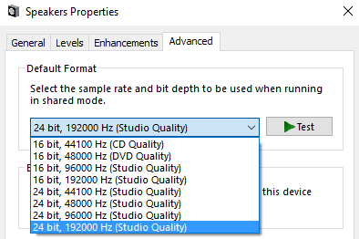 Change default sound format