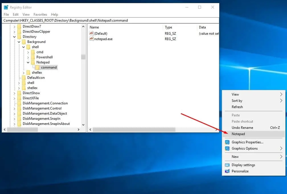 Add Notepad to Context Menu