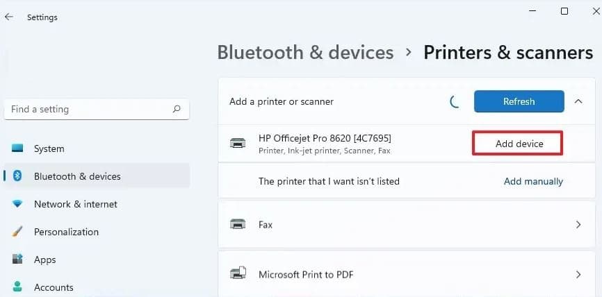 Add printer on windows 11