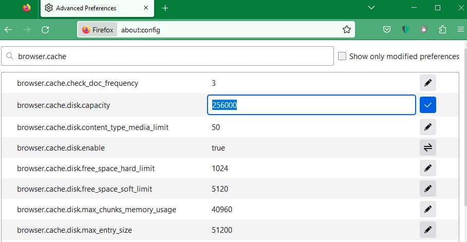 Adjust Firefox RAM usage