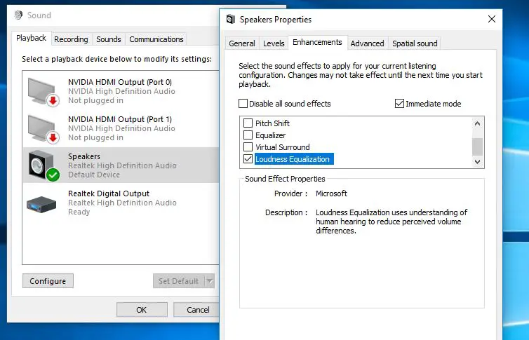 Adjust the Loudness Equalization