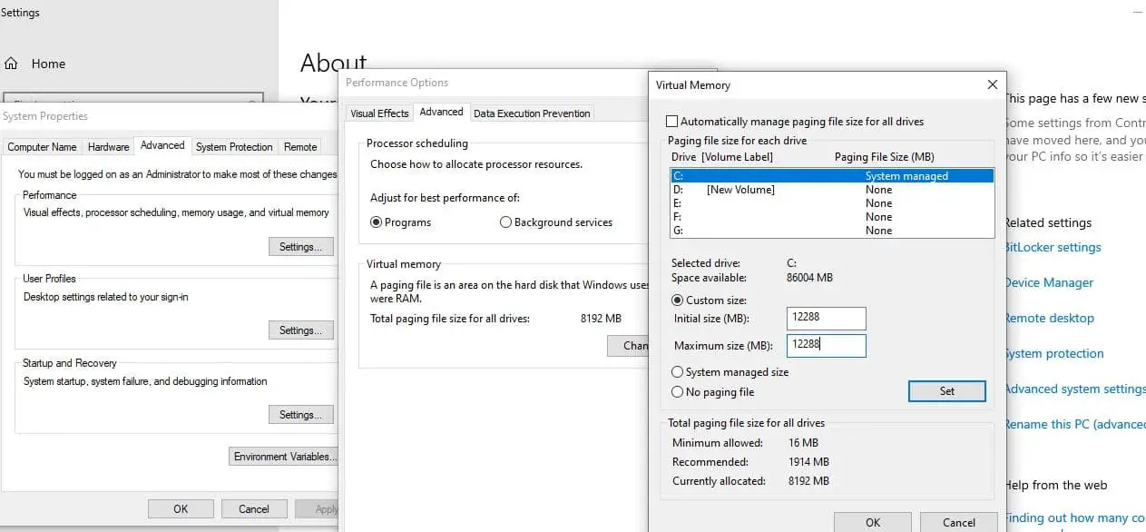 Adjust Your Virtual Memory Settings