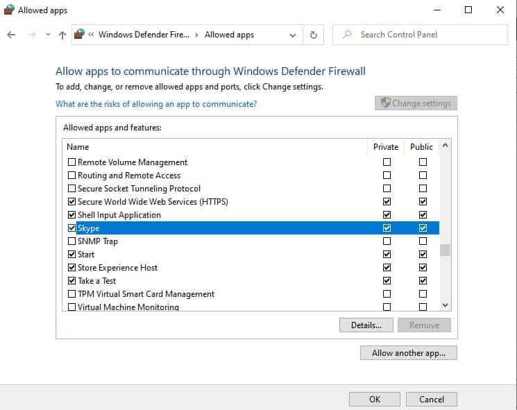 Allow app through windows defender firewall