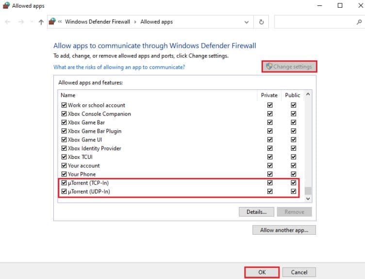 Allow uTorrent via Windows Firewall