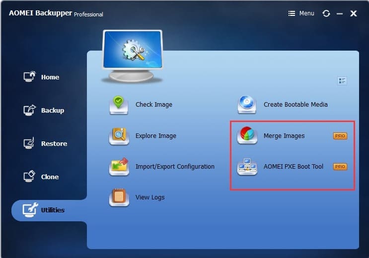 Aomei Backupper pro utilities