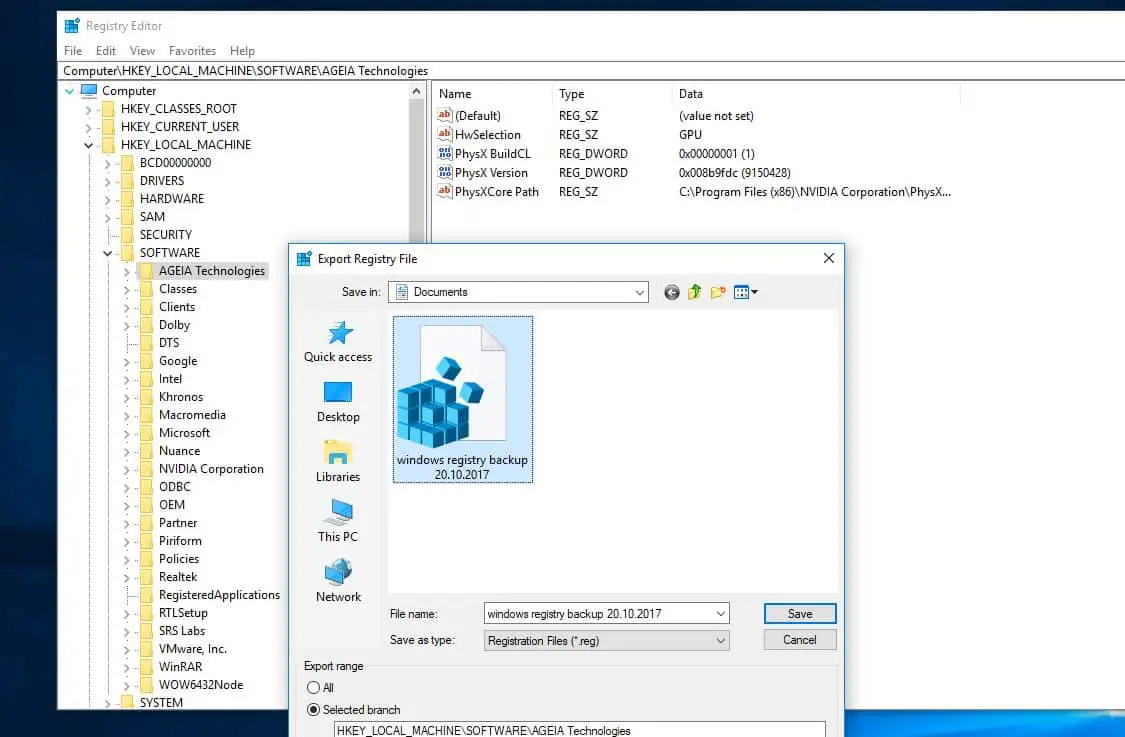 Backup And Restore Windows Registry