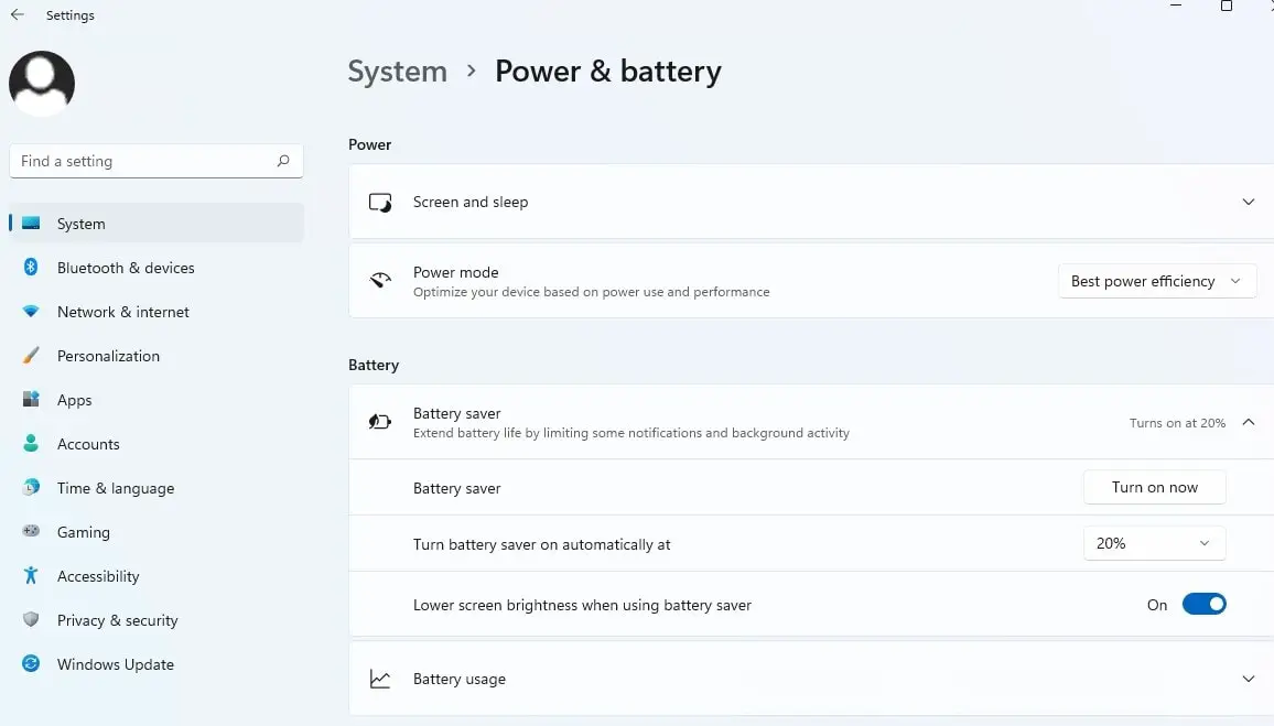 battery saver windows 11