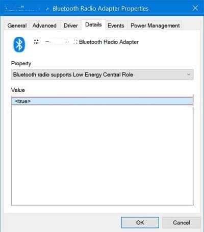 Bluetooth radio supports Low Energy Central Role