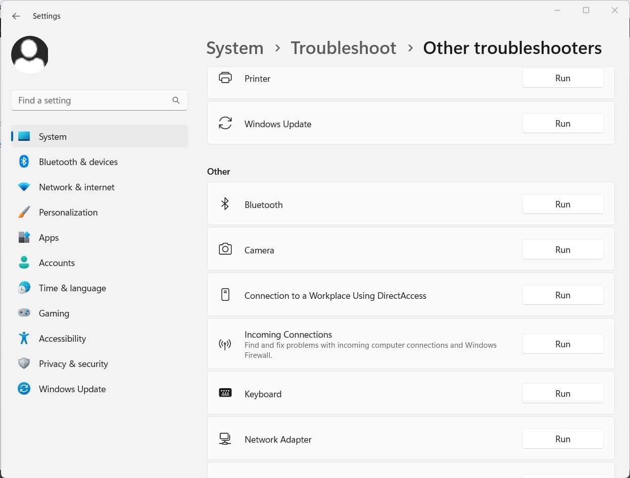 Camera troubleshooter