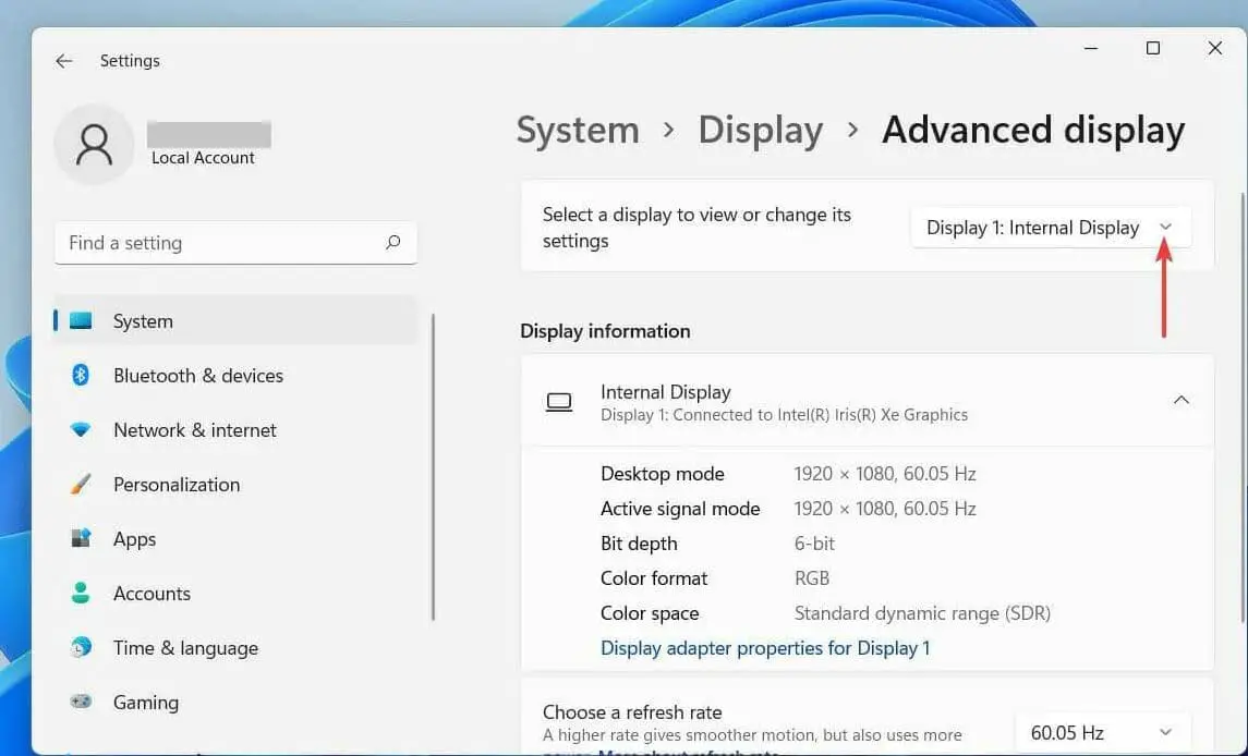 Change display refresh rate