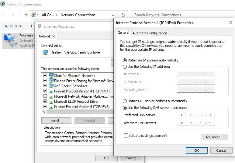 Change DNS address to fix unstable internet connection