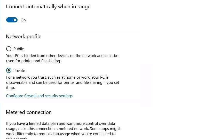 change network connection profile