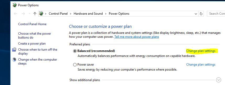 change power plan settings