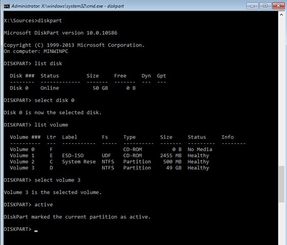 Change the Active Partition in Windows