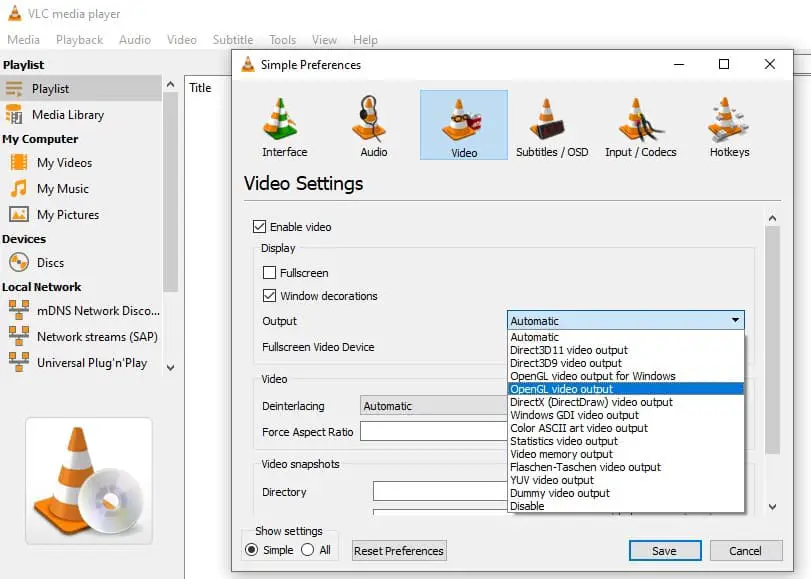 Change Video Output Module