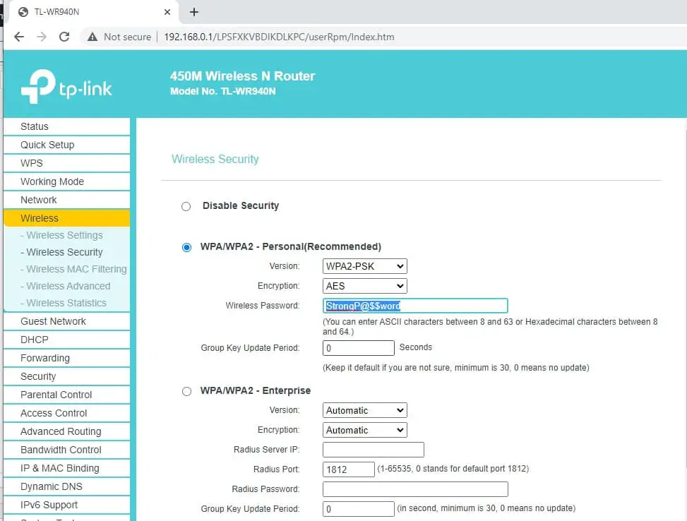 Change Wi-Fi password on Router