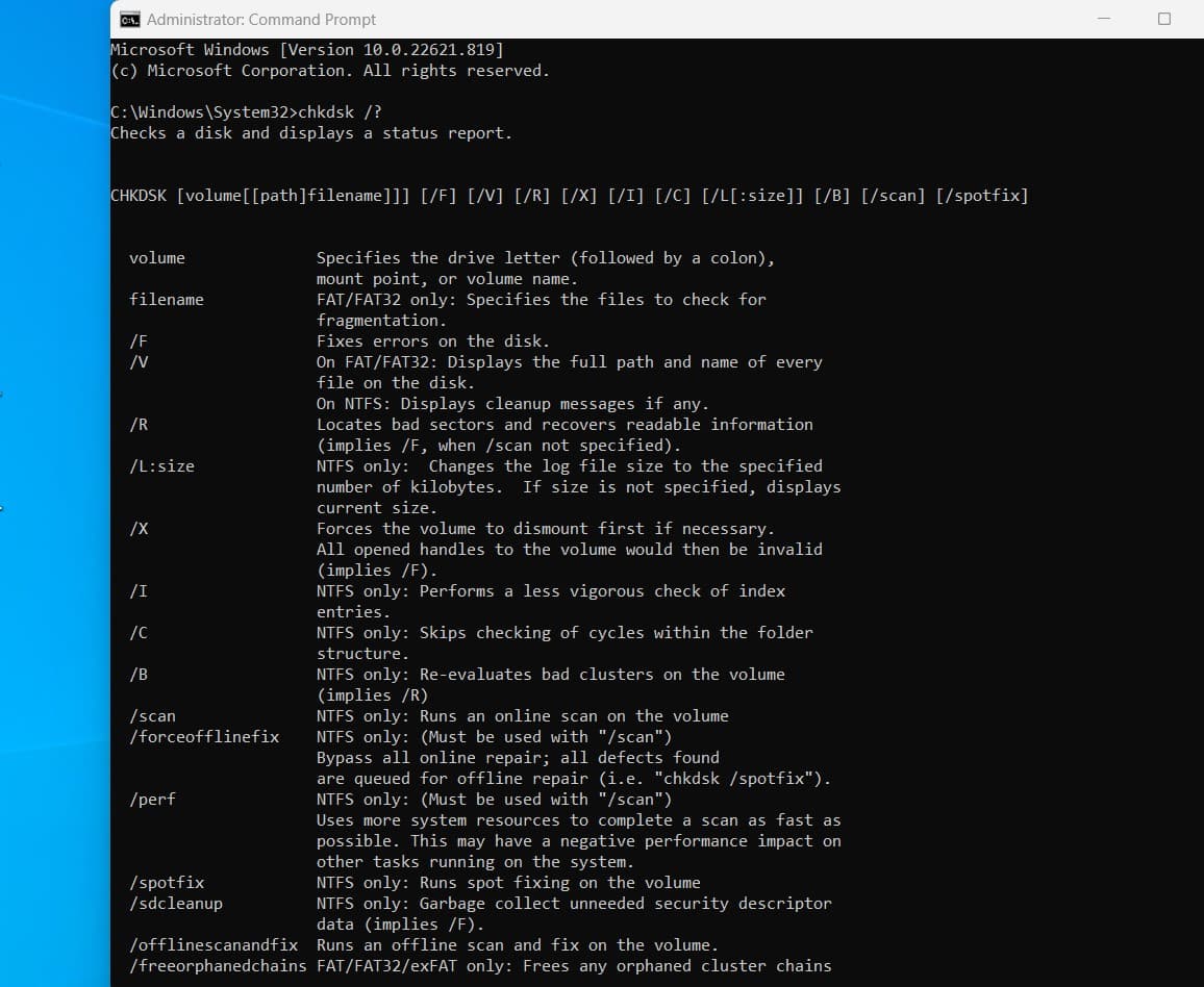 check disk parameters