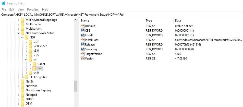 Check Net framework version with details