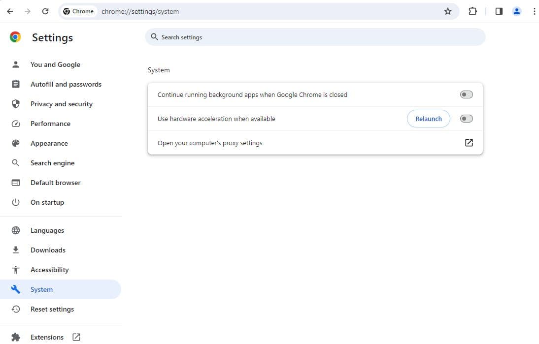 chrome hardware acceleration