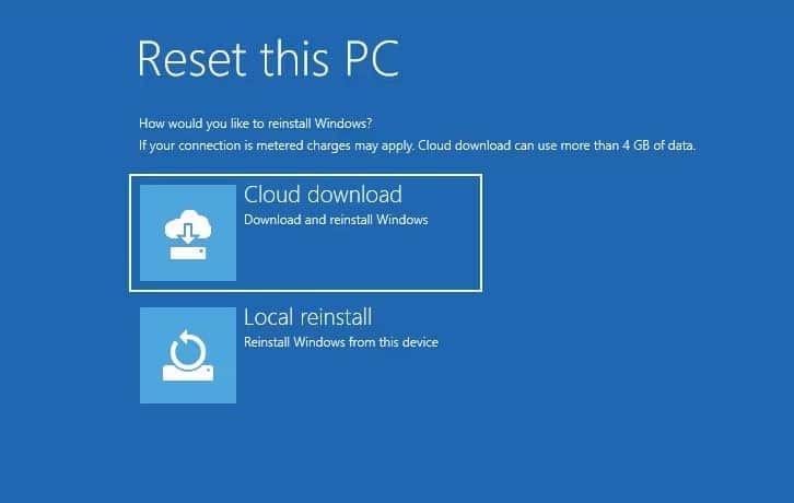 cloud download and local reinstall