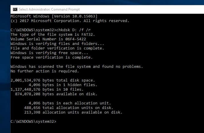 command to check Disk Errors