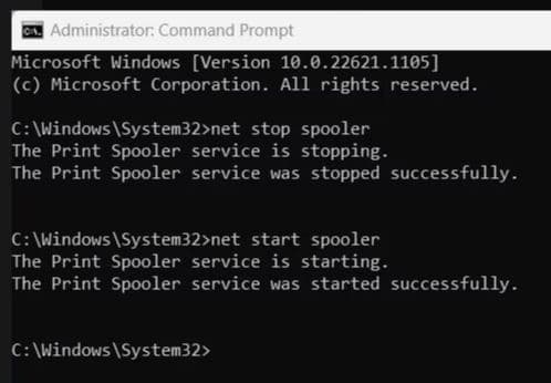 Command to restart print spooler