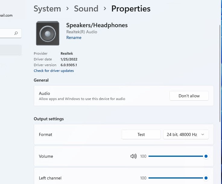 Configure audio output