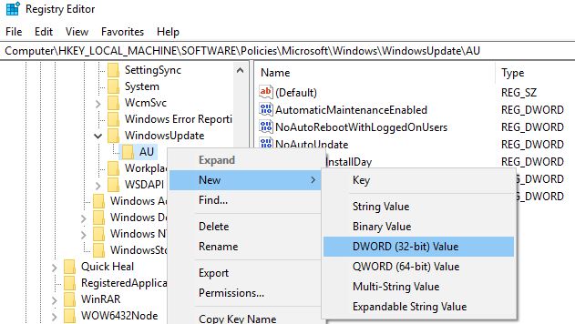 create Auoptions DWORD key