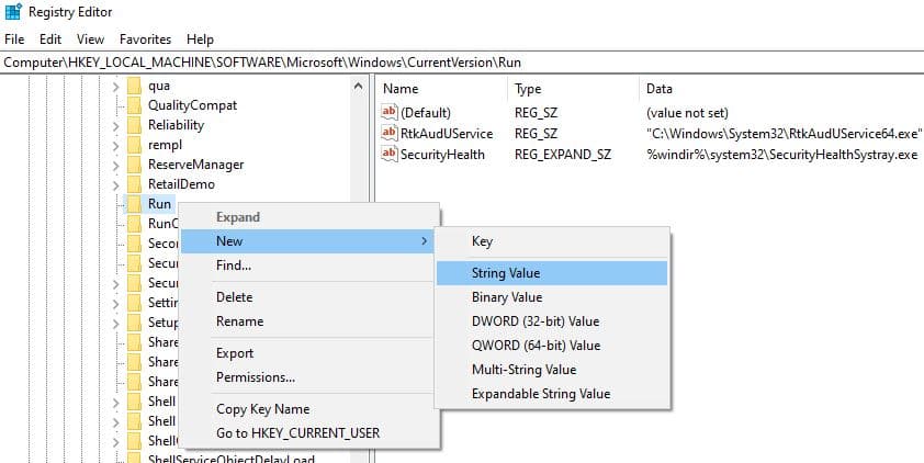 Create New string value