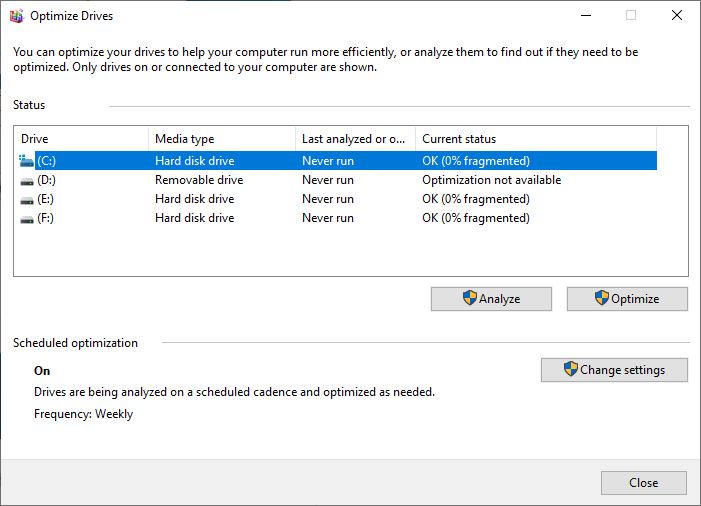 defragment disk Drive