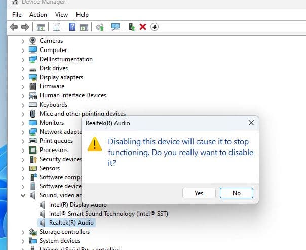 Disable Audio driver