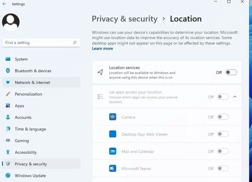 Disable location permission