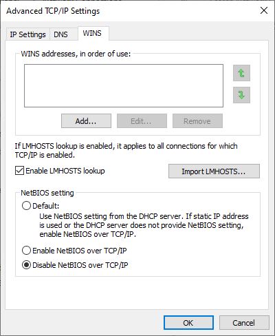 Disable NetBios