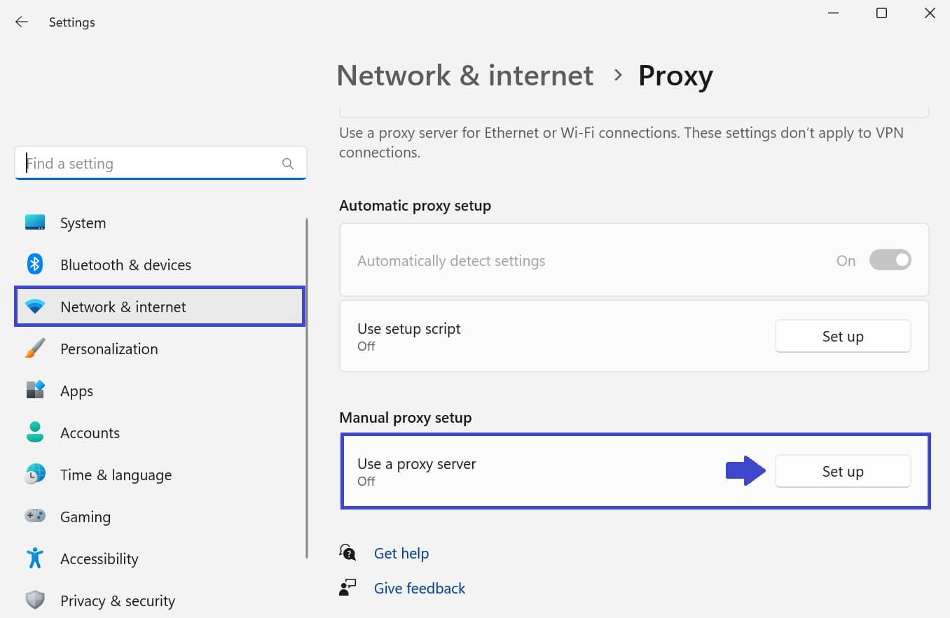 Disable proxy server