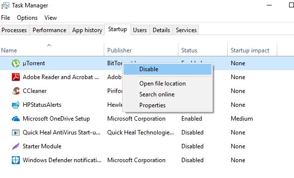 Disable Startup programs