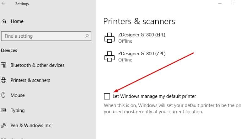 Disable Windows 10 to Automatically Manage your Printer