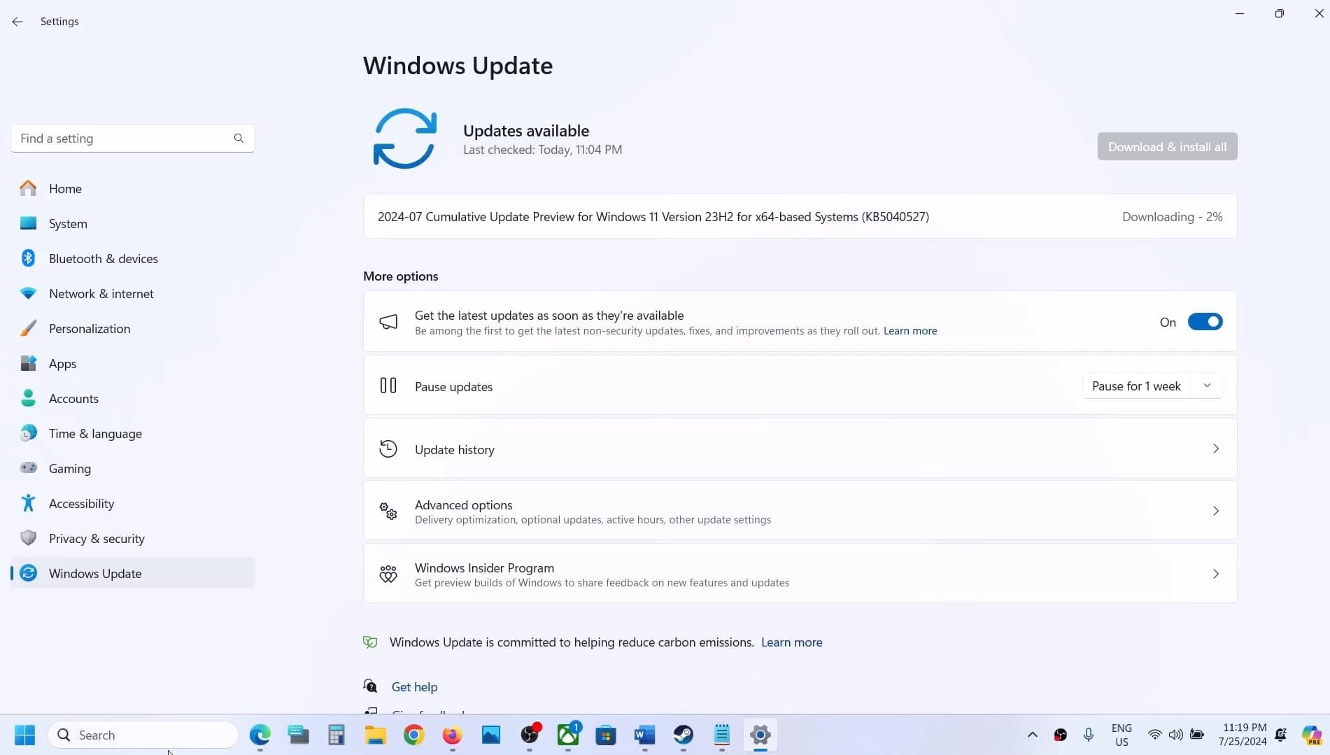 Download update for Windows 11