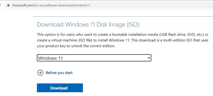 Download windows 11 ISO