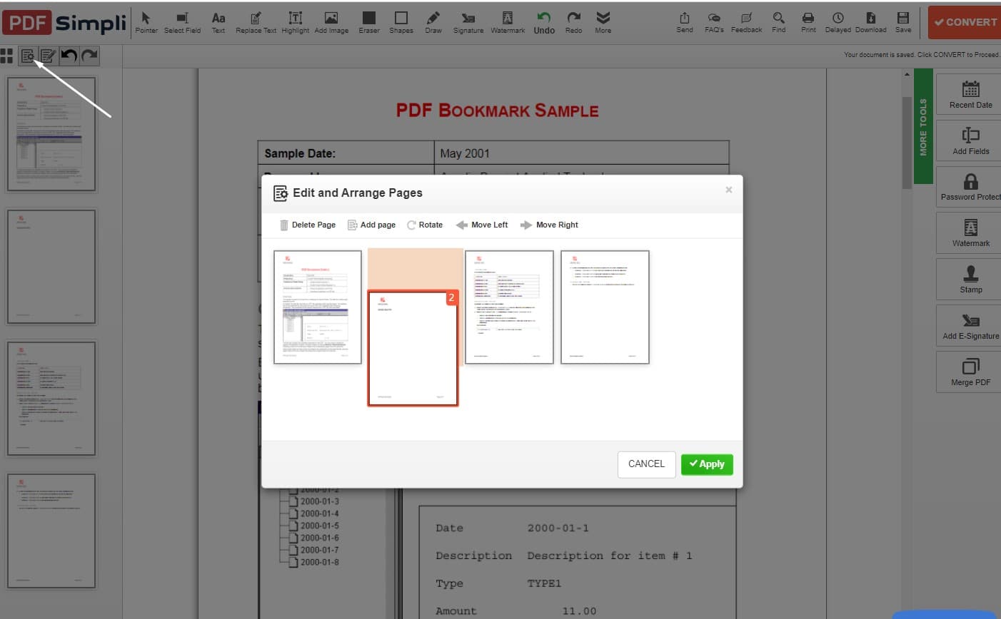 Edit and Arrange pages