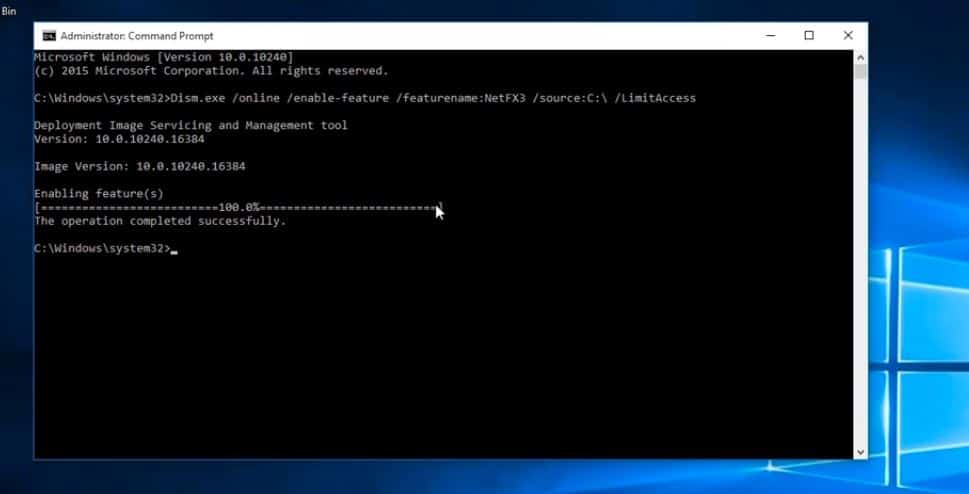 Enable .NET Framework 3.5 Using DISM Command