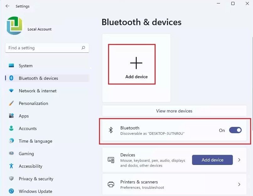 Enable Bluetooth windows 11