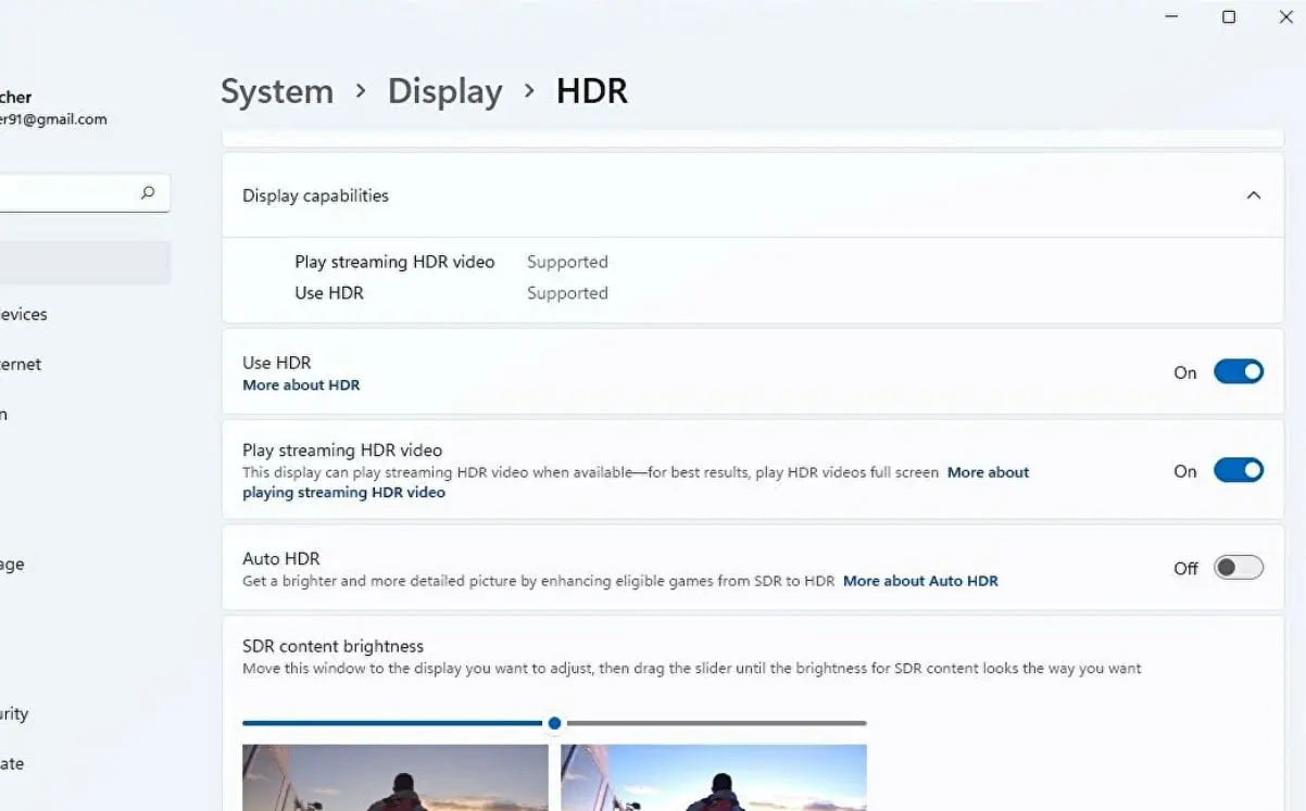 enable HDR on windows 11