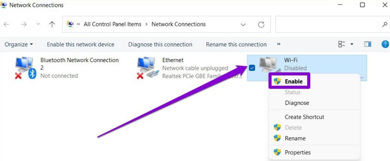 Enable Wi-Fi adapter