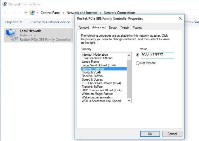 Enter your MAC address manually