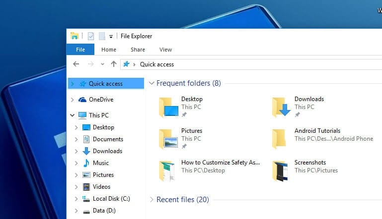 File explorer keyboard shortcuts