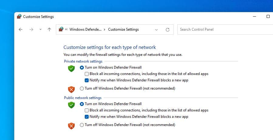 Firewall on windows 11