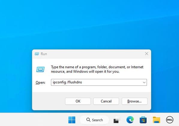 Flush DNS on Run dialog