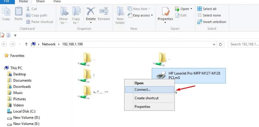 Install network printer