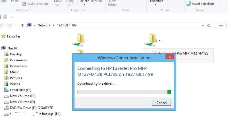 Installing Network shared printer