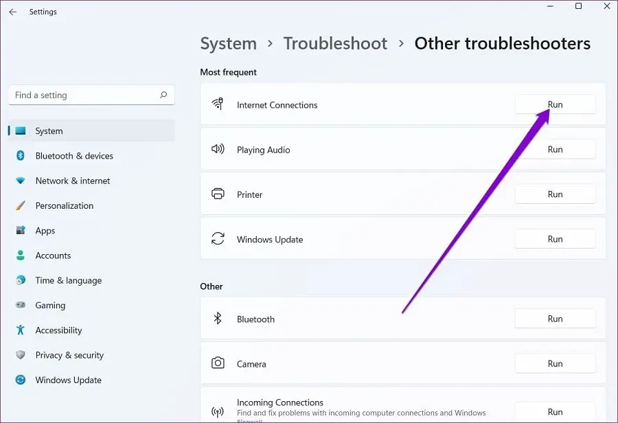 Internet troubleshooter